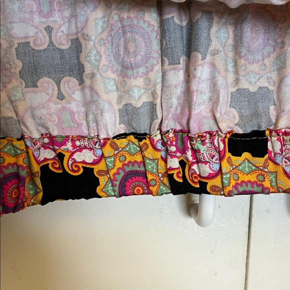 Haute Hippie geometric medallion block print wrap front long sleeve top. Size LG - Picture 7 of 9